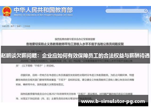 赵鹏谈欠薪问题：企业应如何有效保障员工的合法权益与薪酬待遇